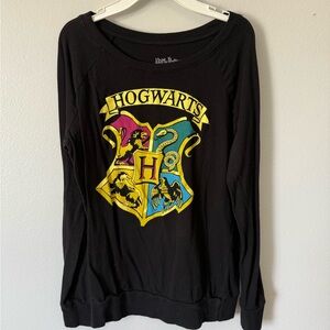 Warner Bros Black and Yellow Hogwarts Crest Shirt